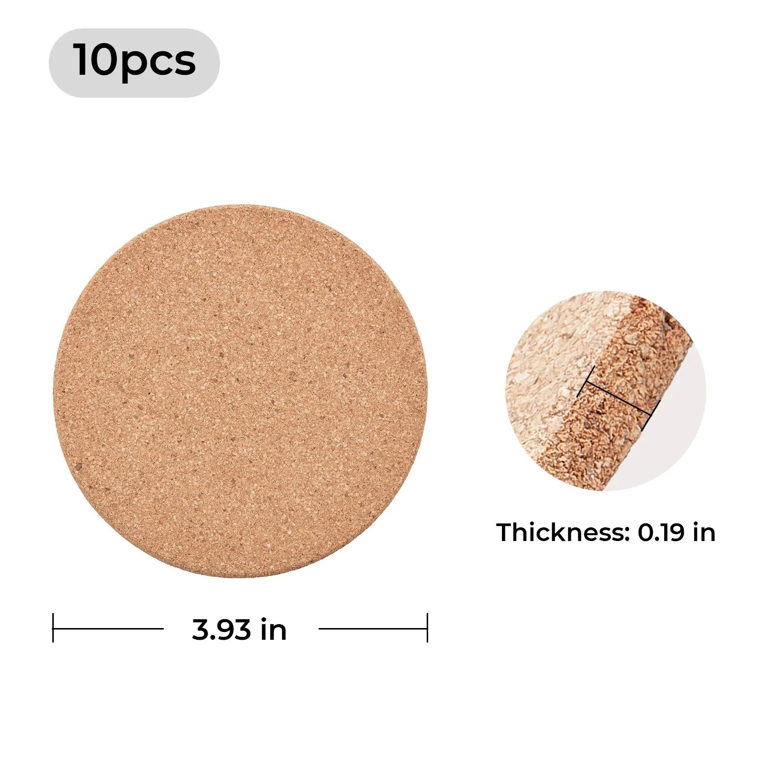 5mm Round Cork Coasters (10pcs) - Image 3
