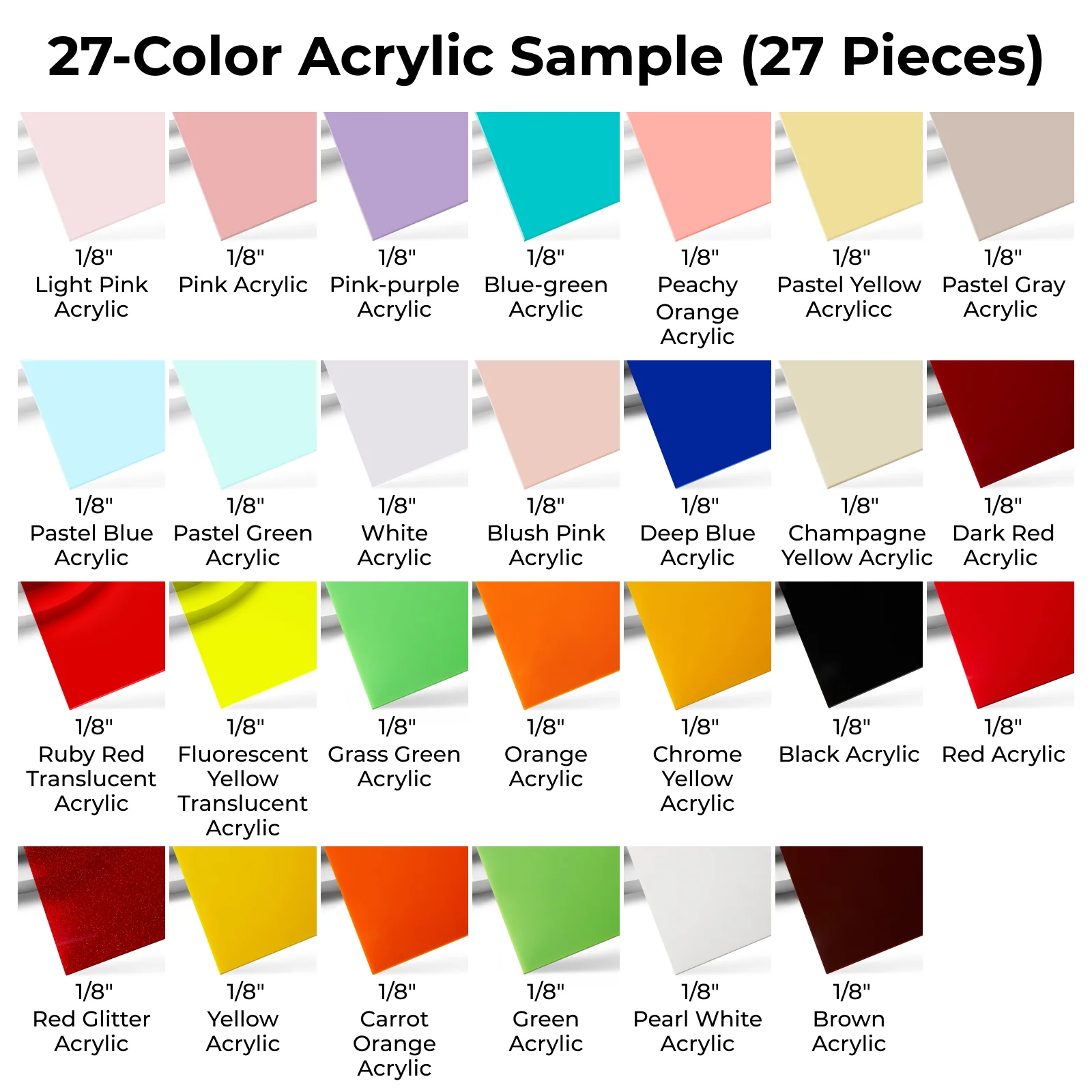 1/8 Colored Acrylic Sample Set (27pcs) - Image 4