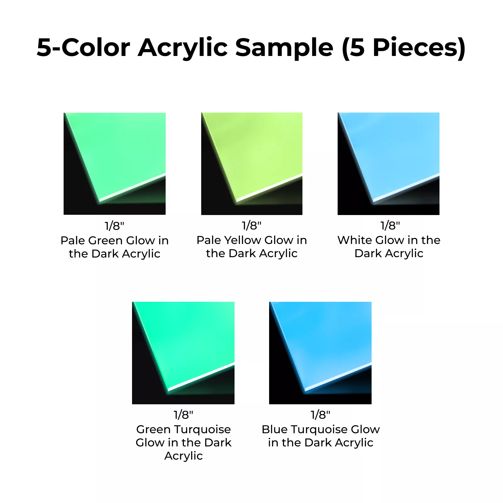 3mm Glow in the Dark Acrylic Sample Set (5pcs) - Image 4