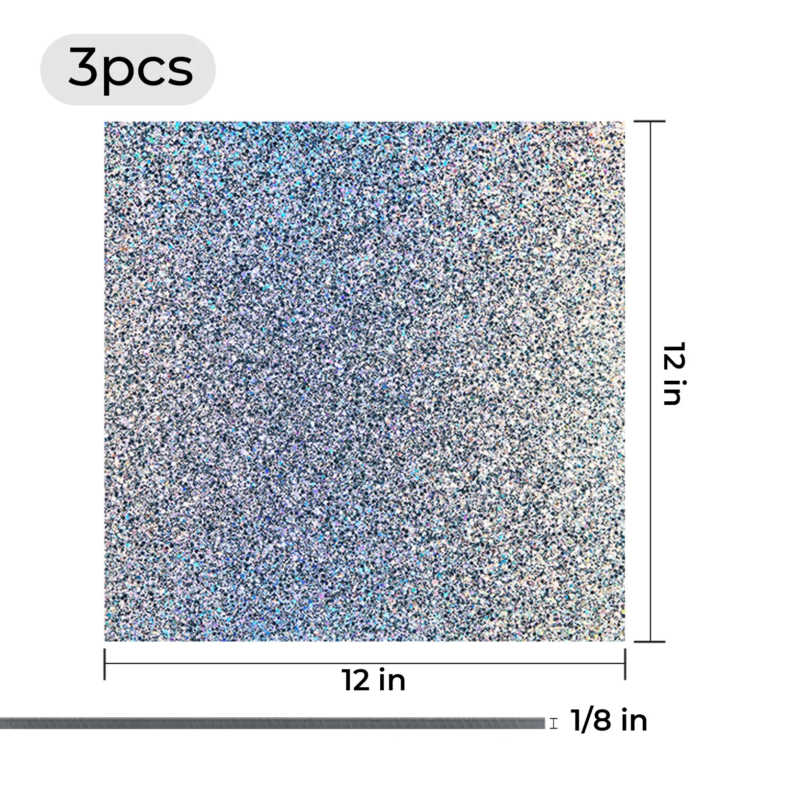 3mm Holographic Sparkle Glitter Acrylic Sheet Plexiglass (3pcs) - Image 3