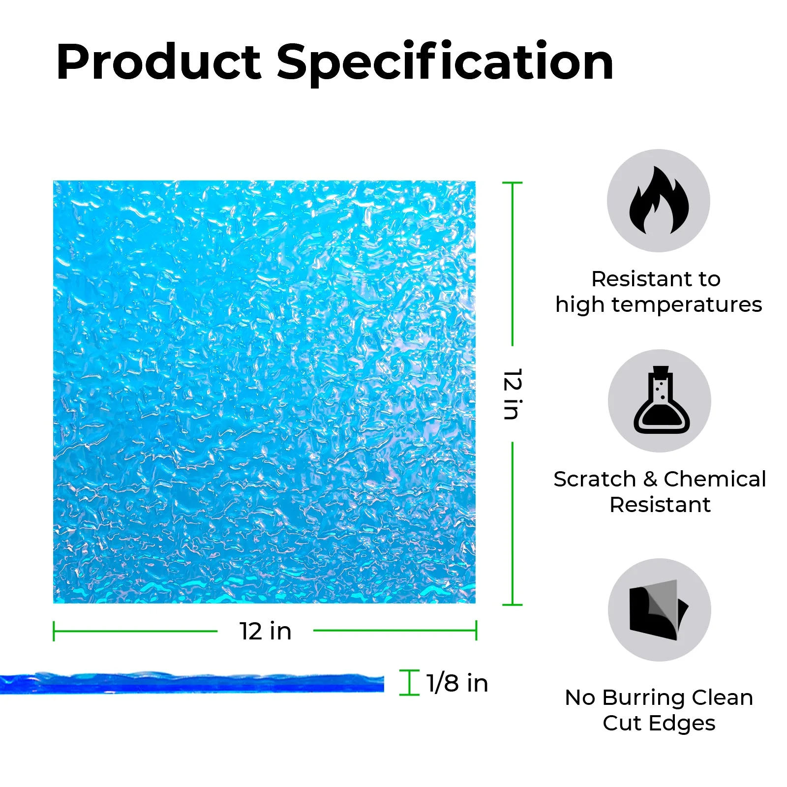 3mm Iridescent Transparent Blue Film Water Ripple Acrylic Plexiglass (3pcs) - Image 3