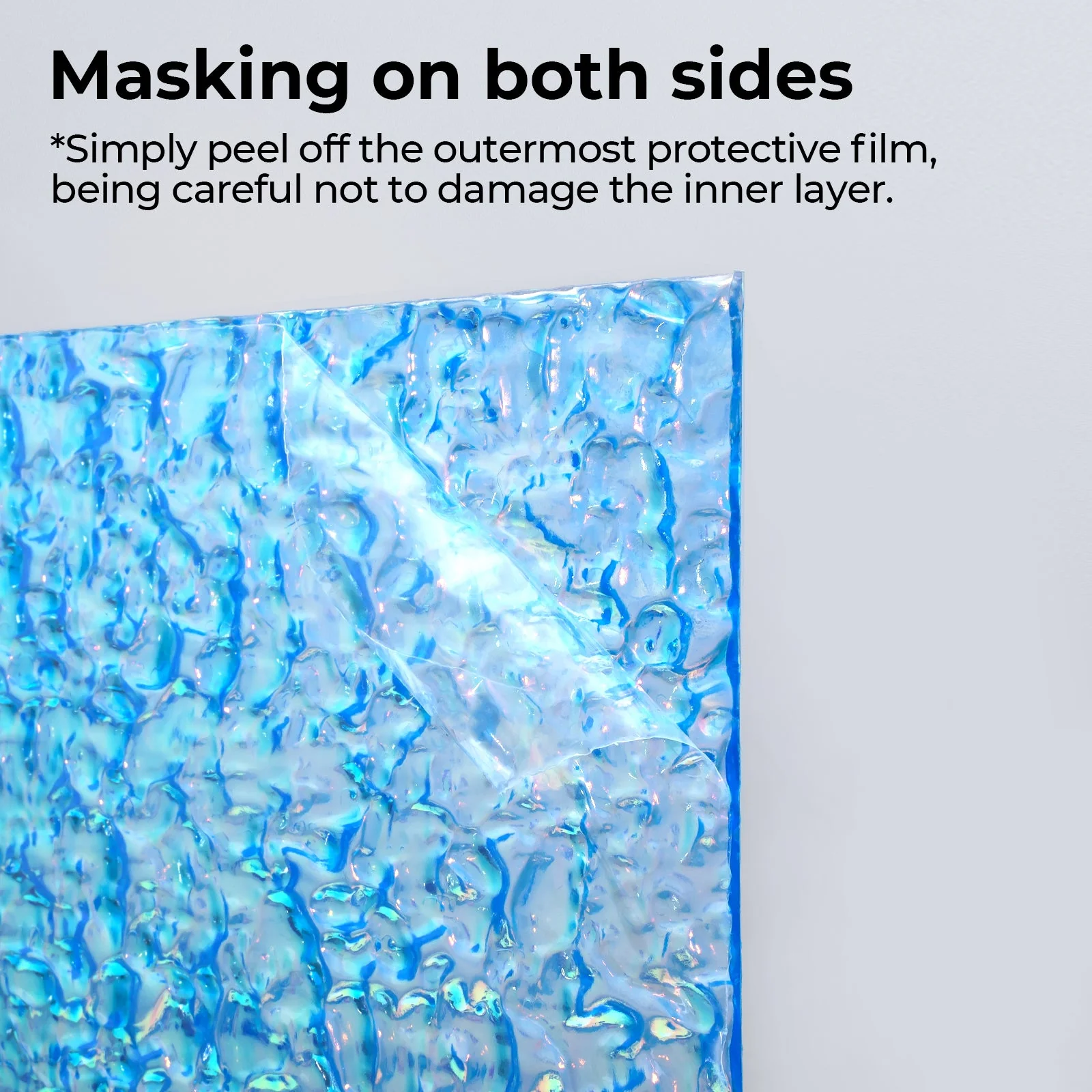 3mm Iridescent Transparent Blue Film Water Ripple Acrylic Plexiglass (3pcs) - Image 5