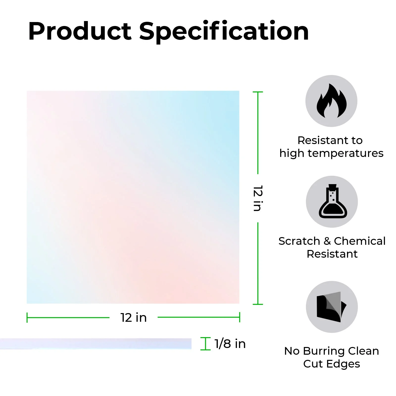 3mm Clear Iridescent Transparent Blue Film Frosted Acrylic Plexiglass (3pcs) - Image 3