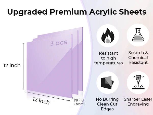 3mm Pastel Violet Acrylic Sheet Plexiglass (3pcs) - Image 5