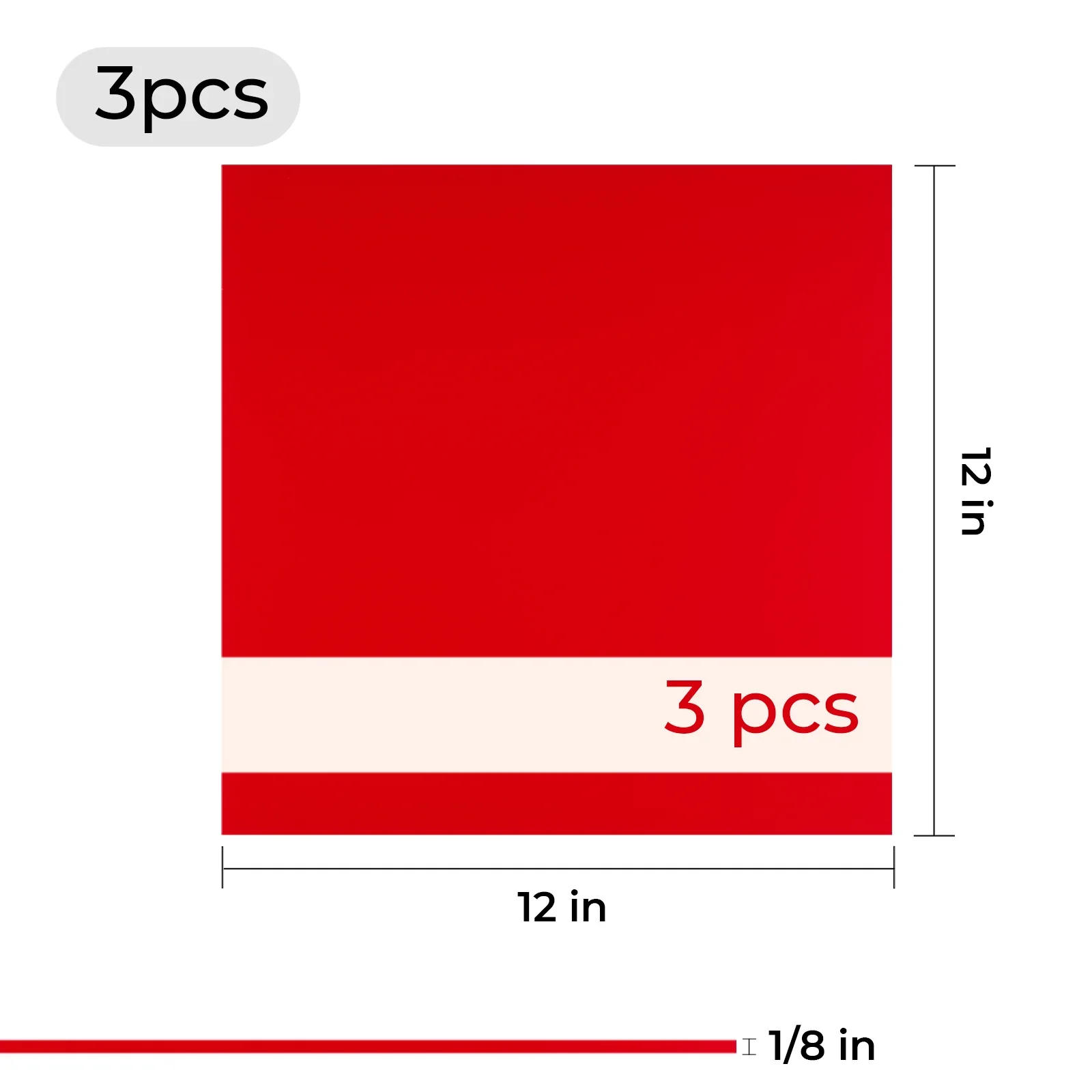 3mm Red to White Two-Tone Acrylic Sheet Plexiglass (3pcs) - Image 3
