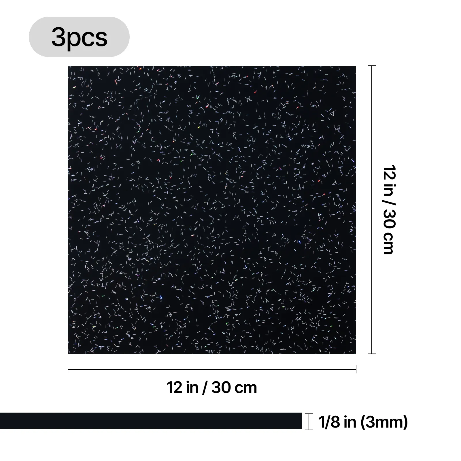 3.2 mm Sprinkles Glitter Black Acrylic Sheets (3 pcs) - Image 3