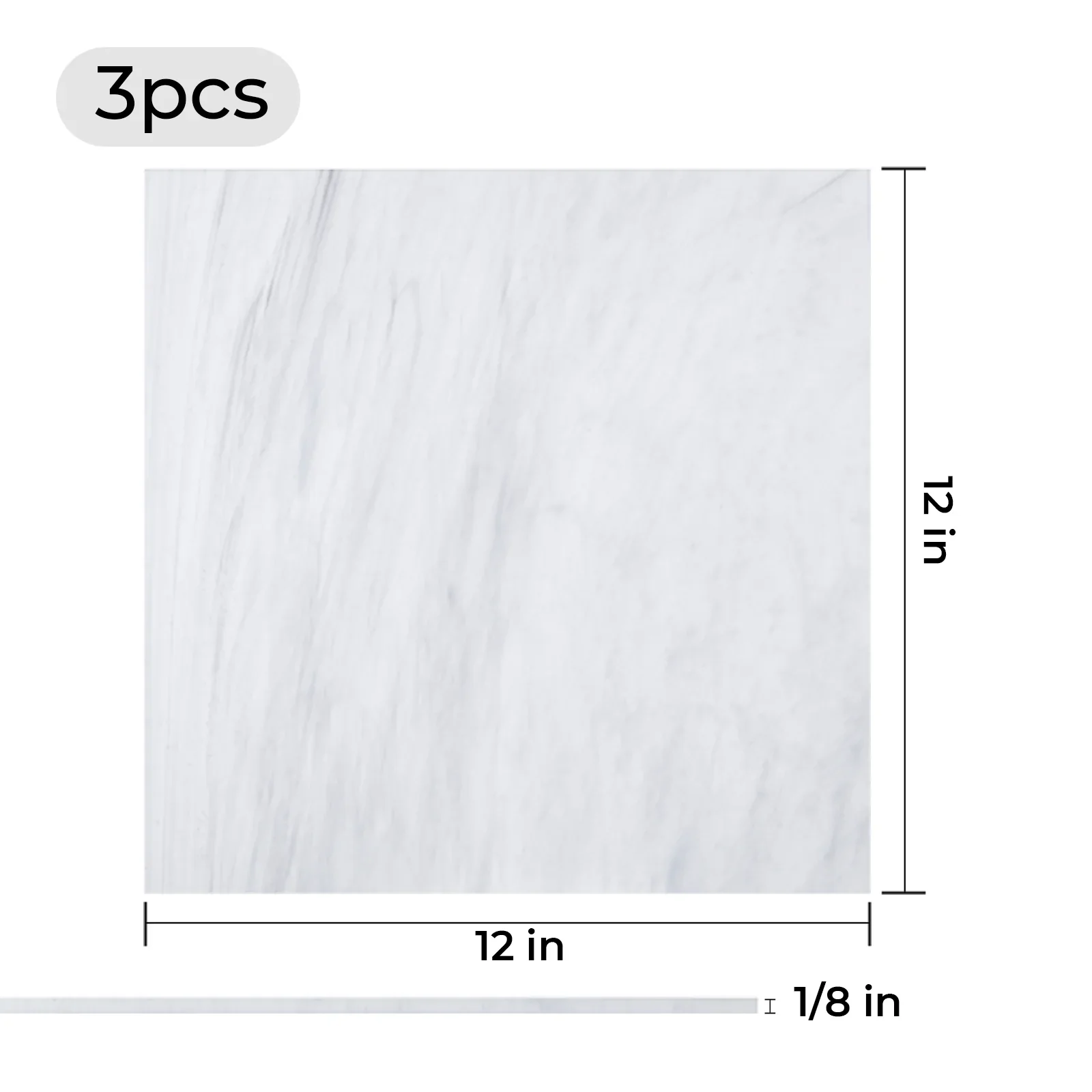 1/8" White Gray Marble Acrylic Sheet Plexiglass (3pcs) - Image 2