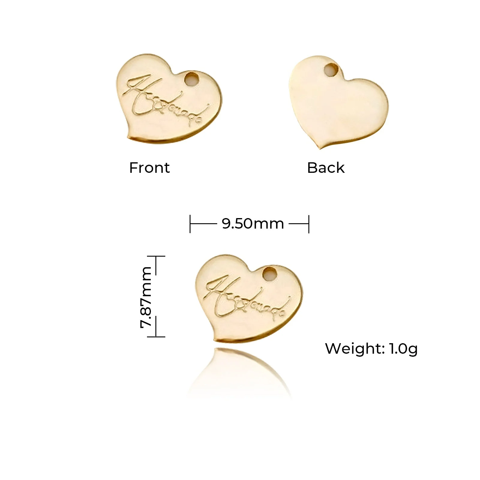 14K Gold Plated Heart-shaped Lettering Pendant (20pcs) - Image 3