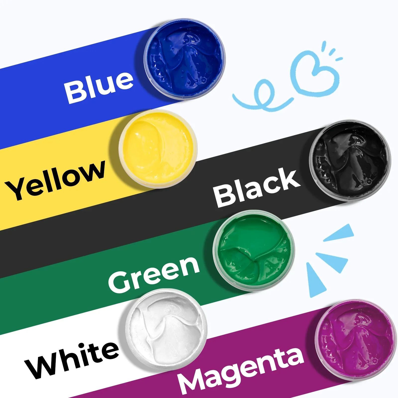 Basic Color Acrylic Screen Printing Ink Set (6 Colors) - Image 3