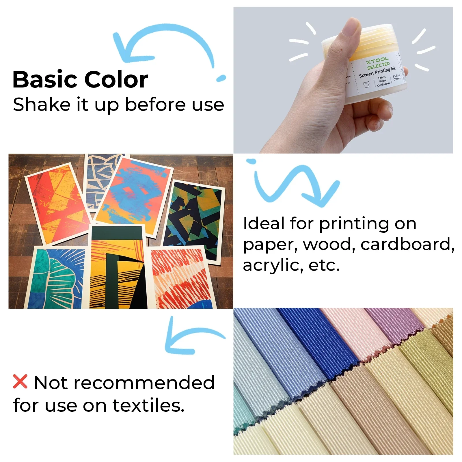 Basic Color Acrylic Screen Printing Ink Set (6 Colors) - Image 4