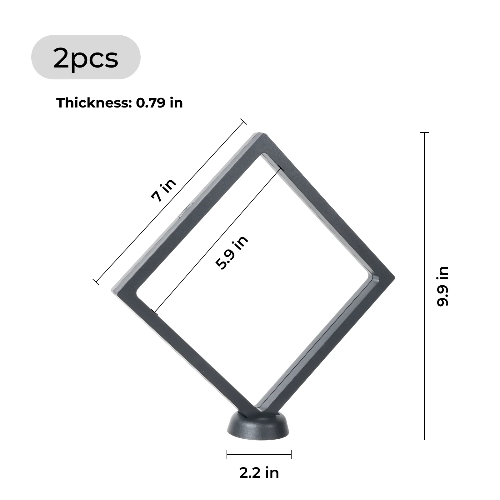 Black Floating Frame with Stand (2pcs) 17,8 × 17,8 cm - Image 3