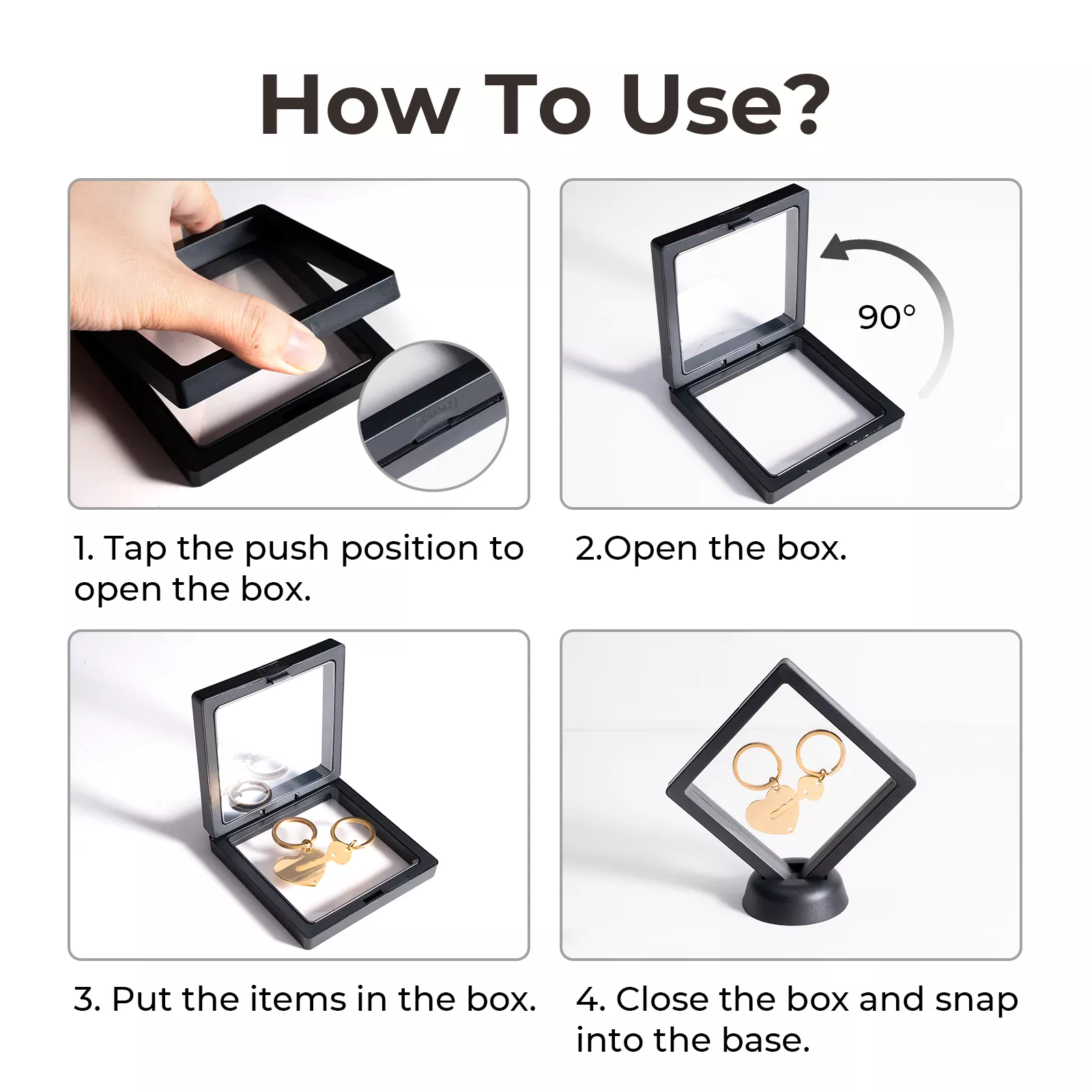 Black Floating Frame with Stand (2pcs) 17,8 × 17,8 cm - Image 4