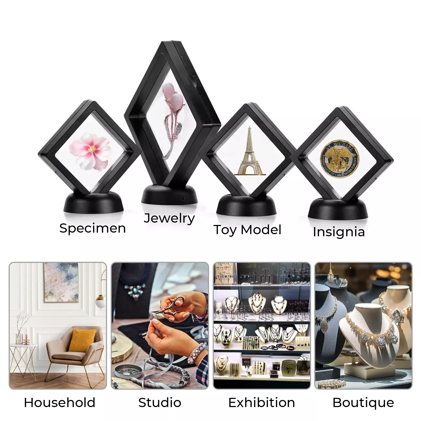Black Floating Frame with Stand (2pcs) 17,8 × 17,8 cm - Image 5