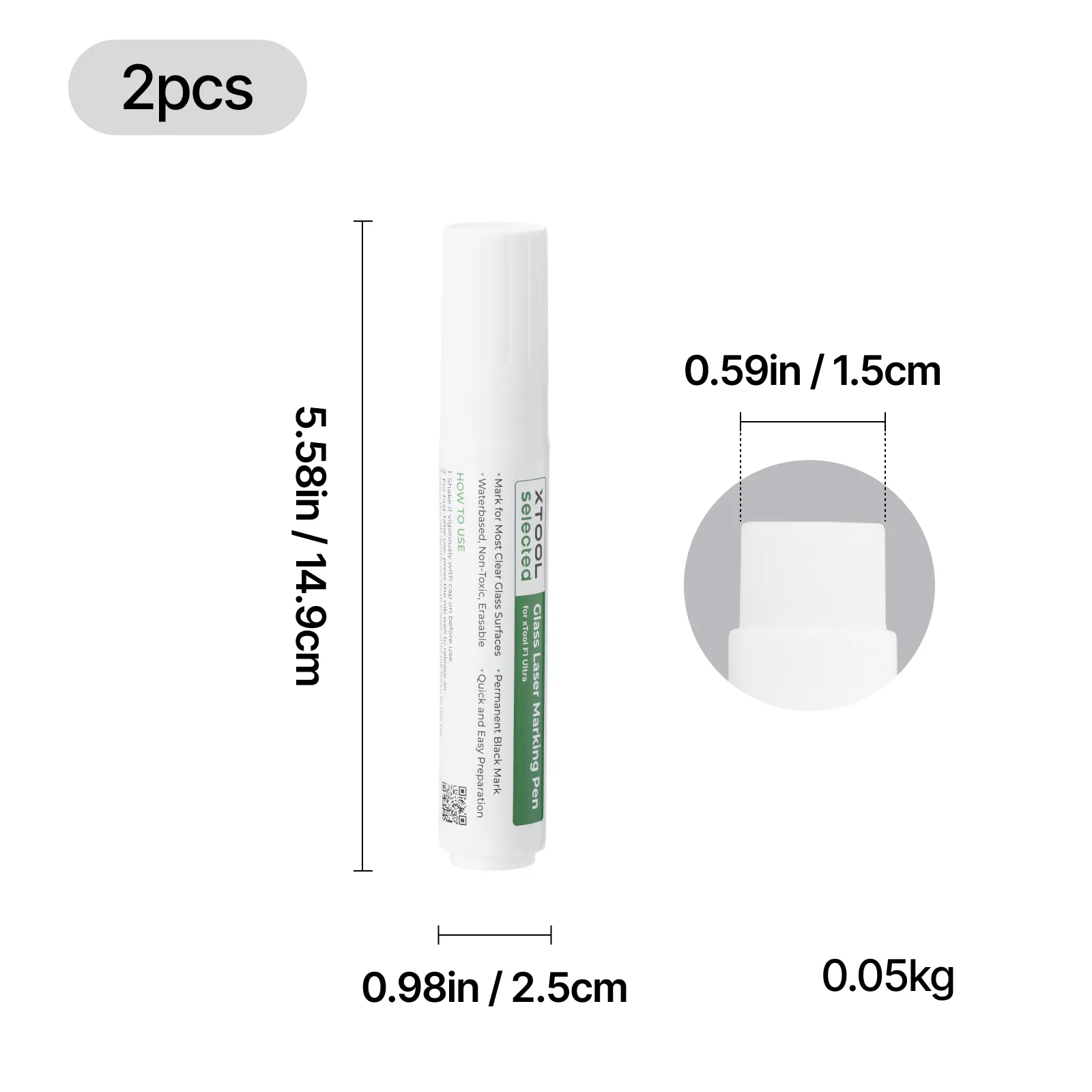 Black Laser Marking Pen for Glass (2pcs) - Image 3