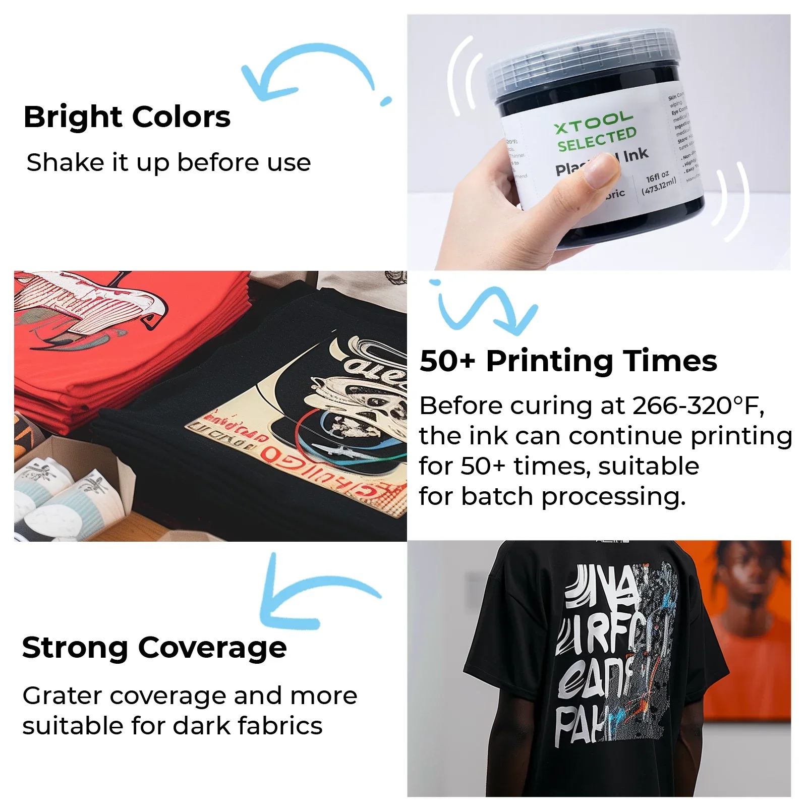 Black Plastisol Ink for Screen Printing Fabric (16oz) - Image 4