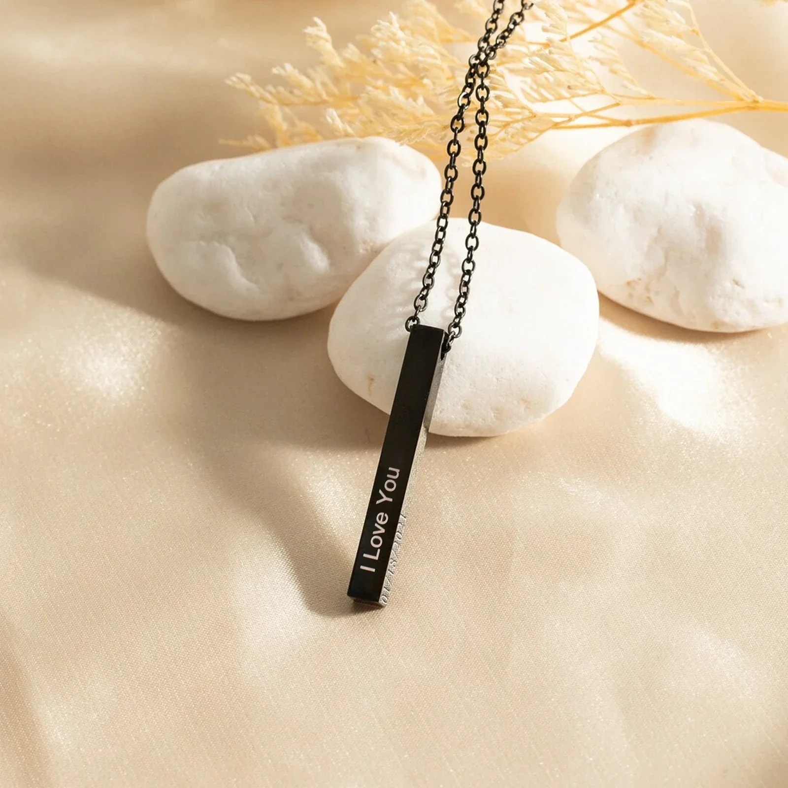 Black Stainless Steel Vertical Bar Necklace (6pcs) - Image 2