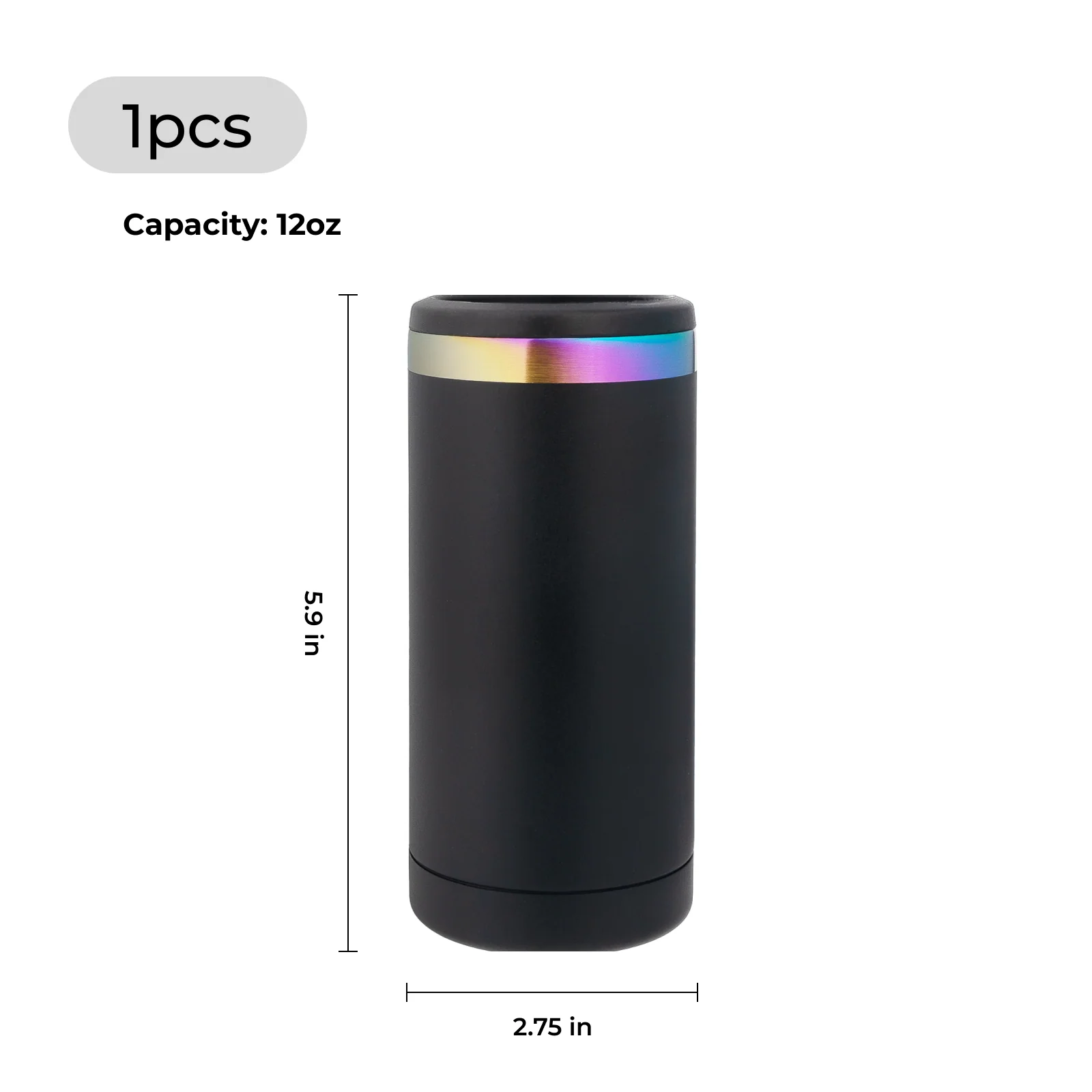 Black to Iridescent Slim Can Cooler (12oz) - Image 3