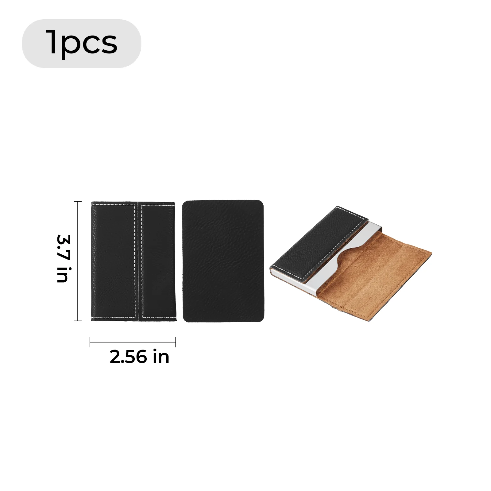 Black to Silver Laserable PU Leather Business Card Holder (1pcs) - Image 3