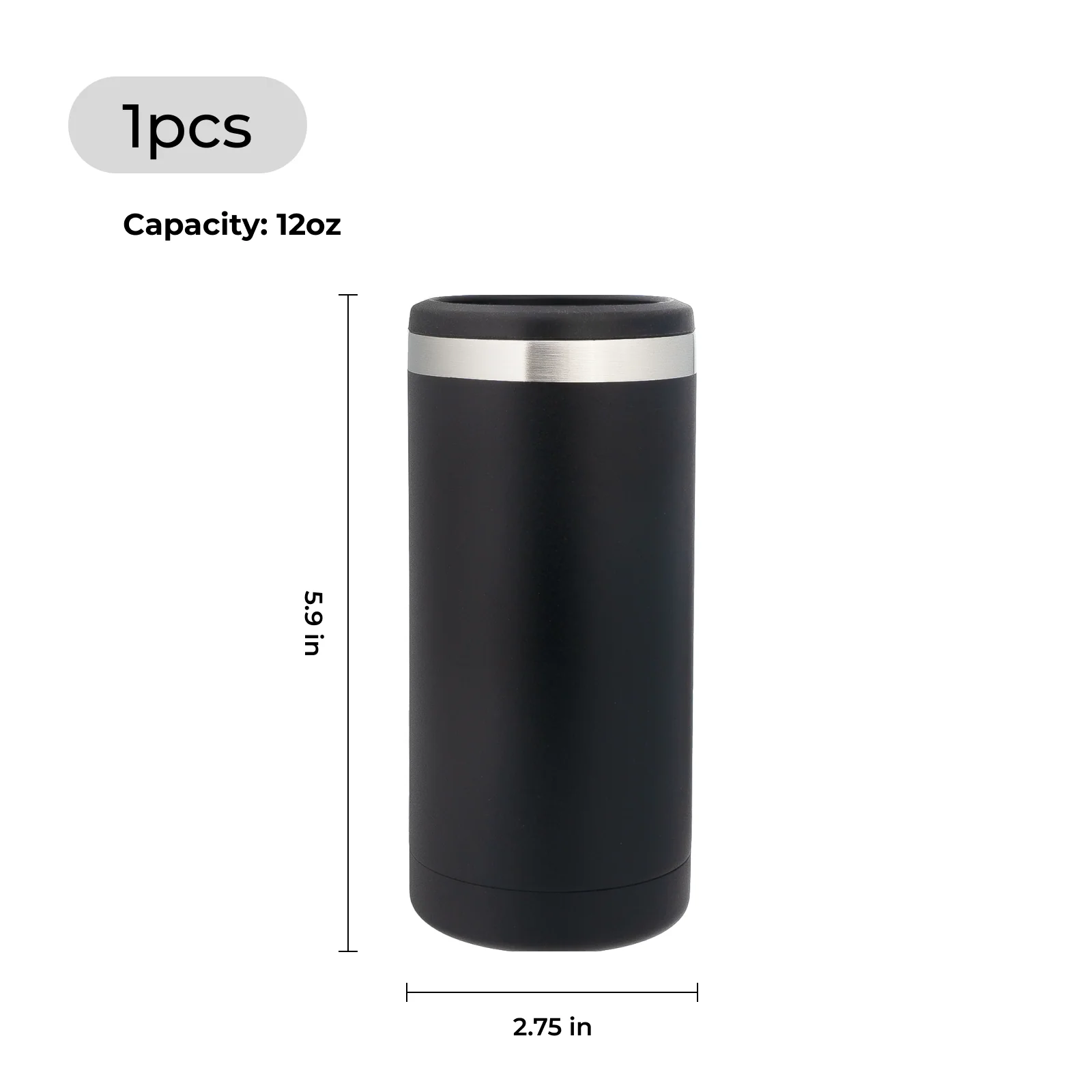 Black to Silver Slim Can Cooler (12oz) - Image 3