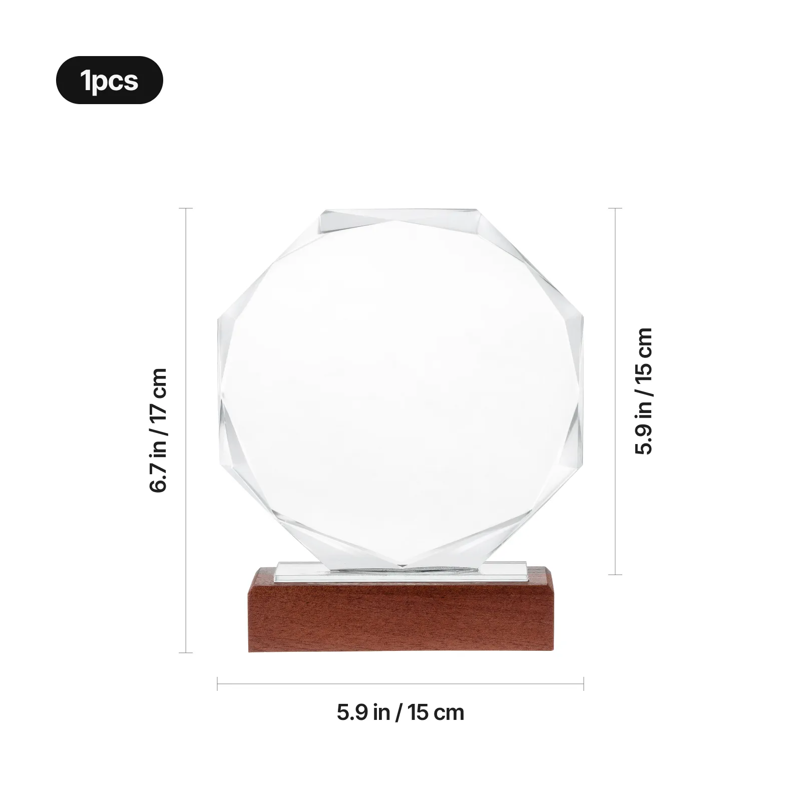 Blank Octagonal Crystal Award Trophy - Image 3