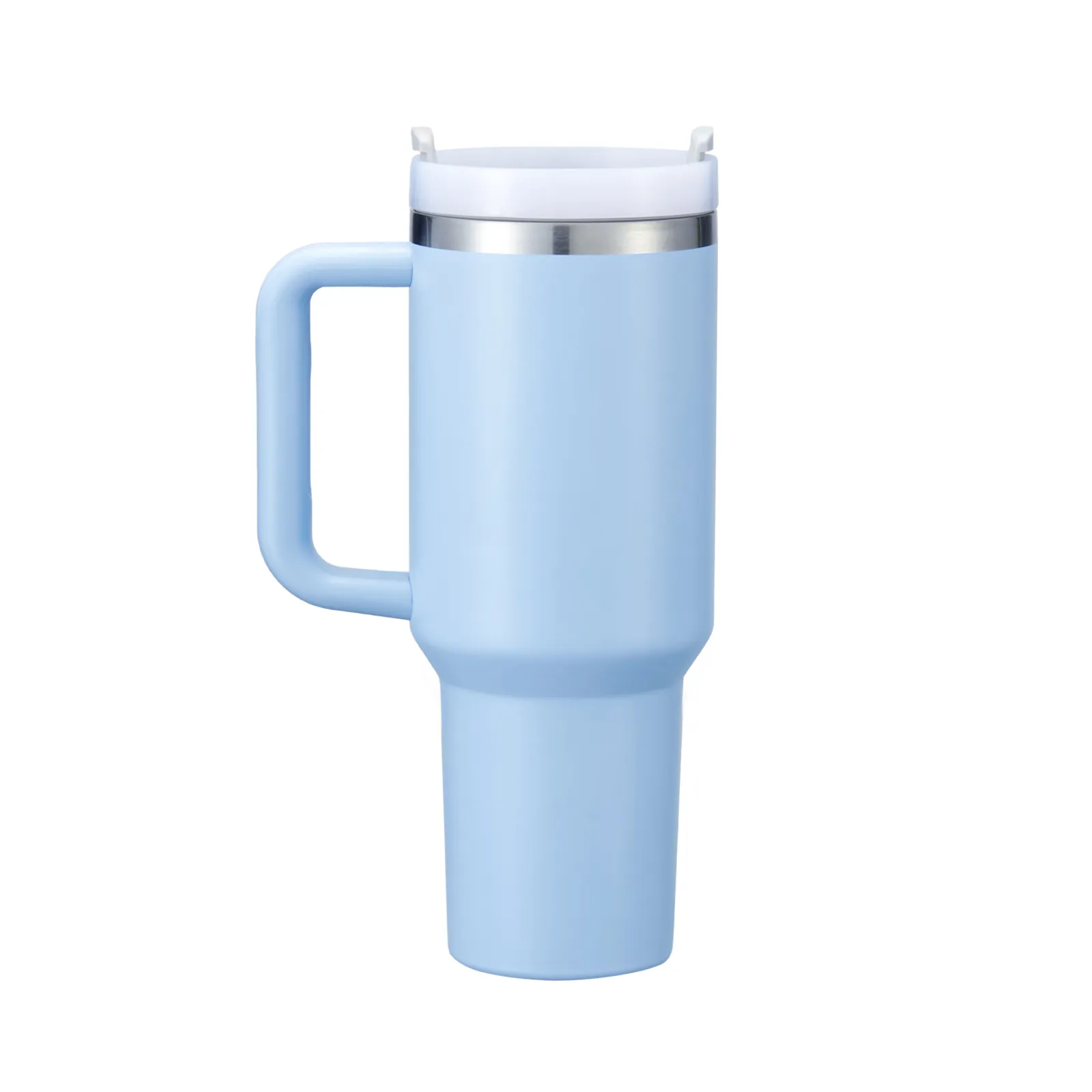 Pastel Blue to Silver Glow in the Dark Stainless Steel Tumbler with Removable Handle (40oz) - Image 3