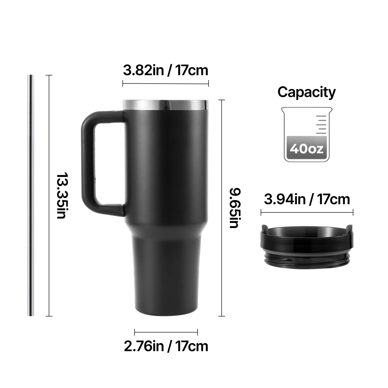 Pastel Blue to Silver Glow in the Dark Stainless Steel Tumbler with Removable Handle (40oz) - Image 6