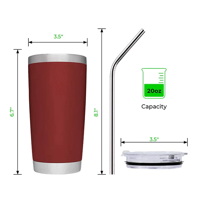Brick Red Stainless Steel Tumbler kit (20oz) - Image 4