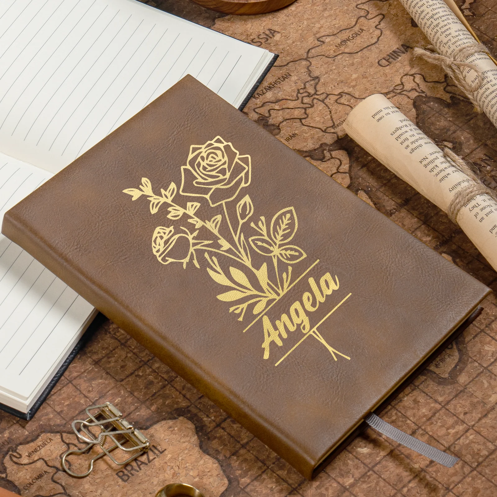 Brown to Gold Laserable PU Notebook - Image 2