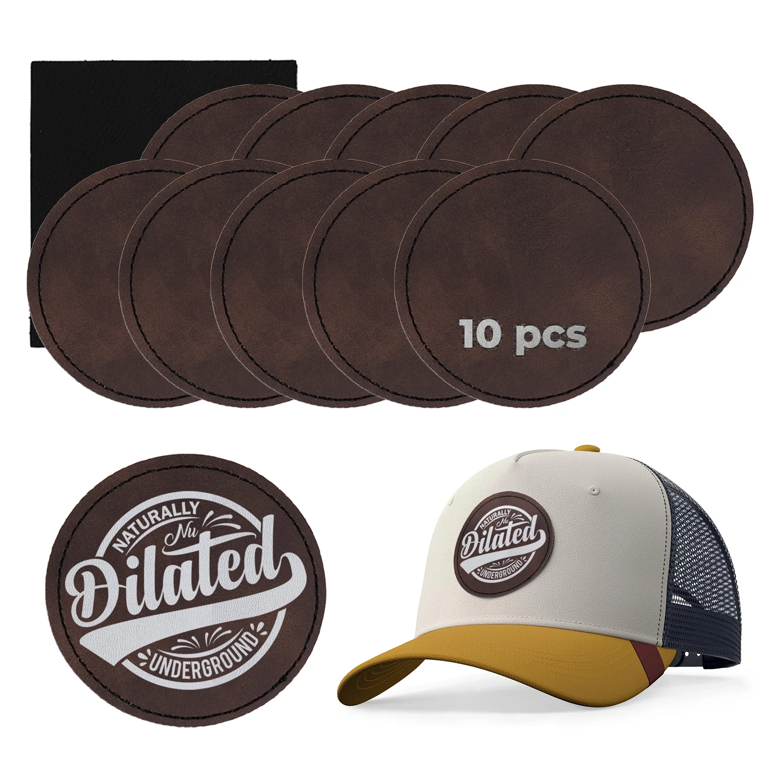Brown to Silver Round Laserable PU Iron-on Patch (10pcs) - Image 4