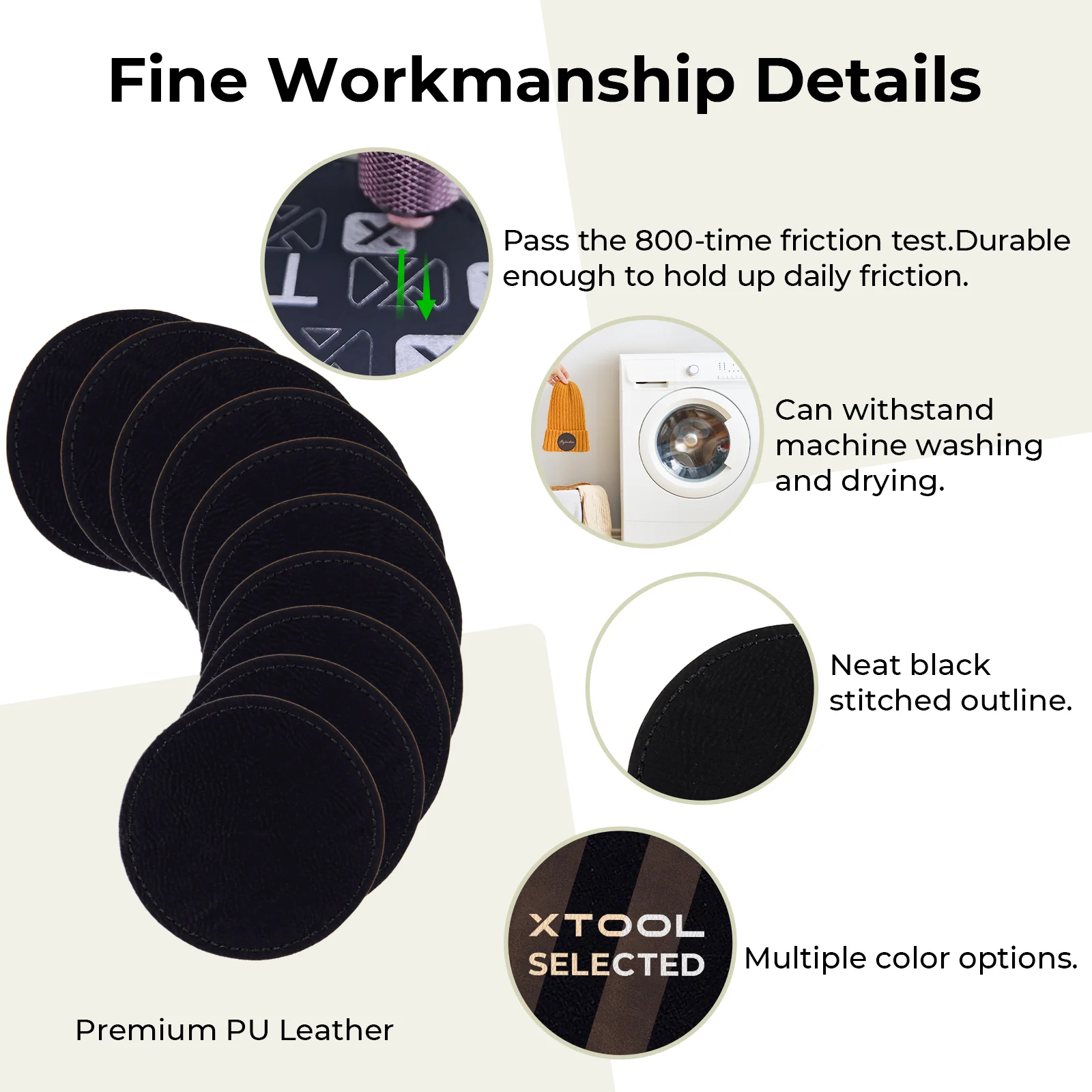 Brown to Silver Round Laserable PU Iron-on Patch (10pcs) - Image 7