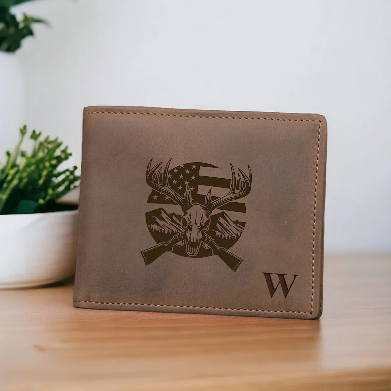 Coffee Leather RFID Blocking Bifold Wallet - Image 2