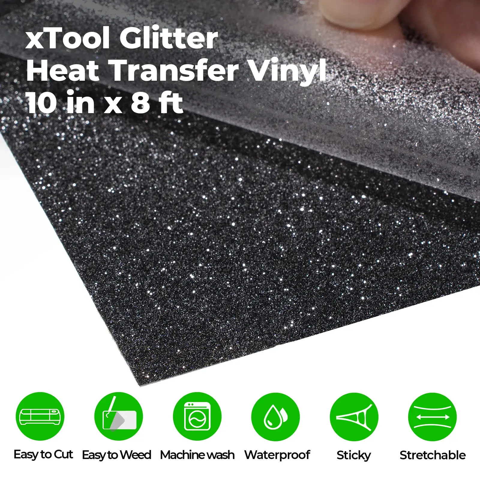 Black Glitter HTV Heat Transfer Vinyl Roll - Image 4