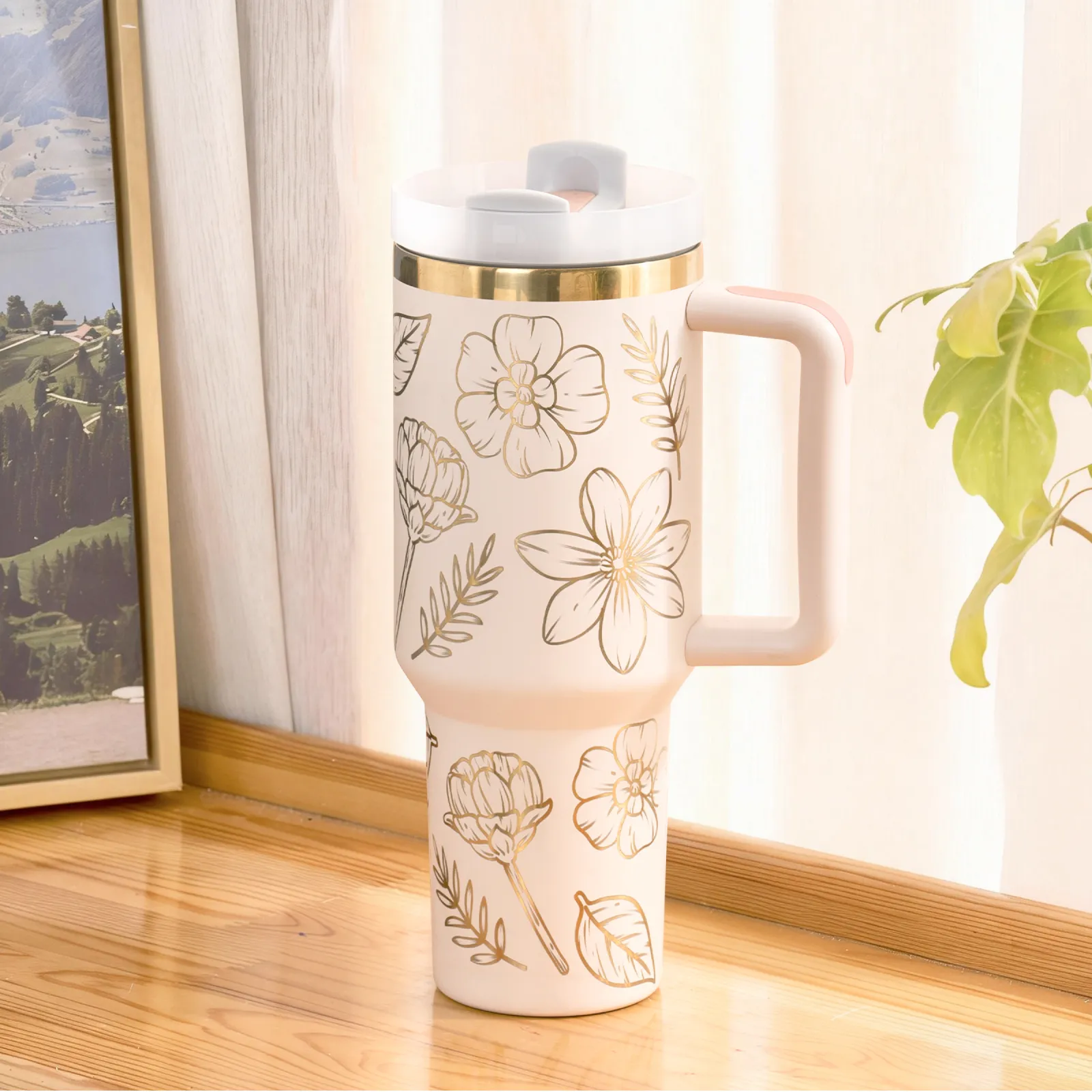 40oz Glow in the Dark Stainless Steel Tumbler with Handle - Image 27
