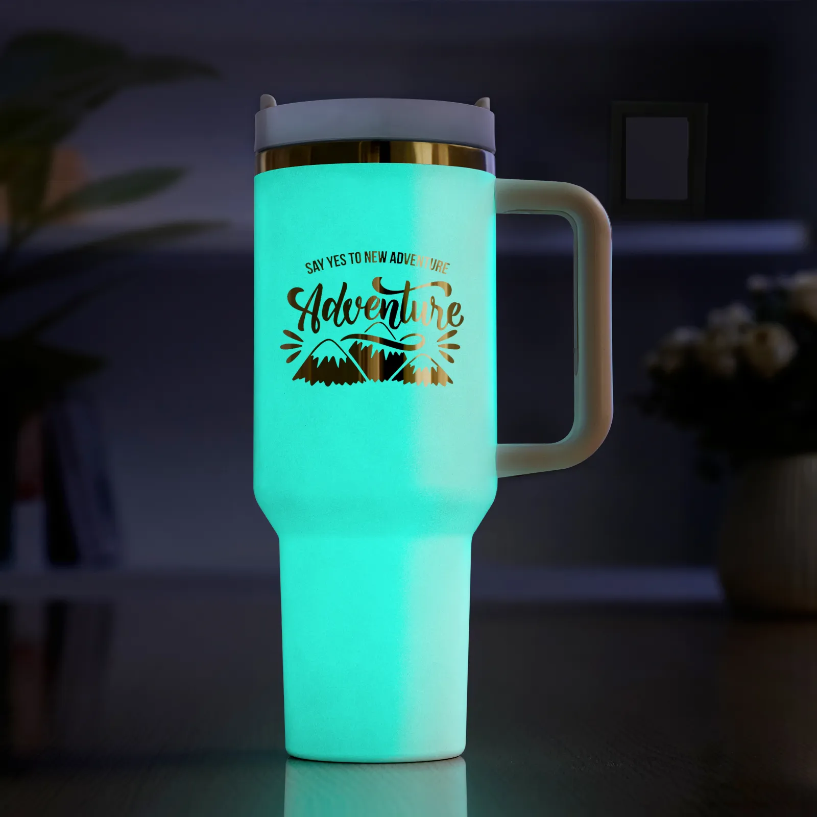40oz Glow in the Dark Stainless Steel Tumbler with Handle - Image 30