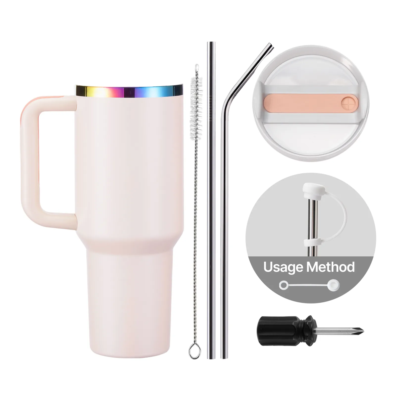 40oz Glow in the Dark Stainless Steel Tumbler with Handle - Image 38