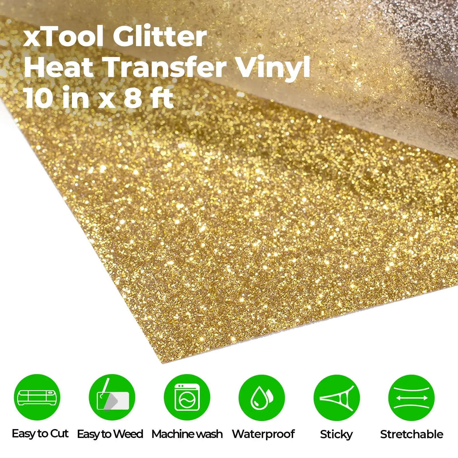 Gold Glitter HTV Heat Transfer Vinyl Roll - Image 3