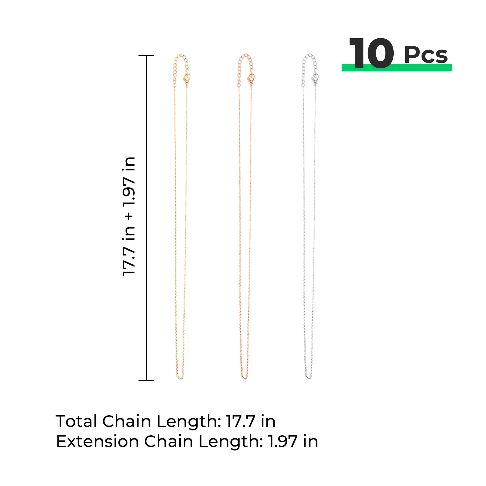 Gold Stainless Steel Chains (10pcs) - Image 3