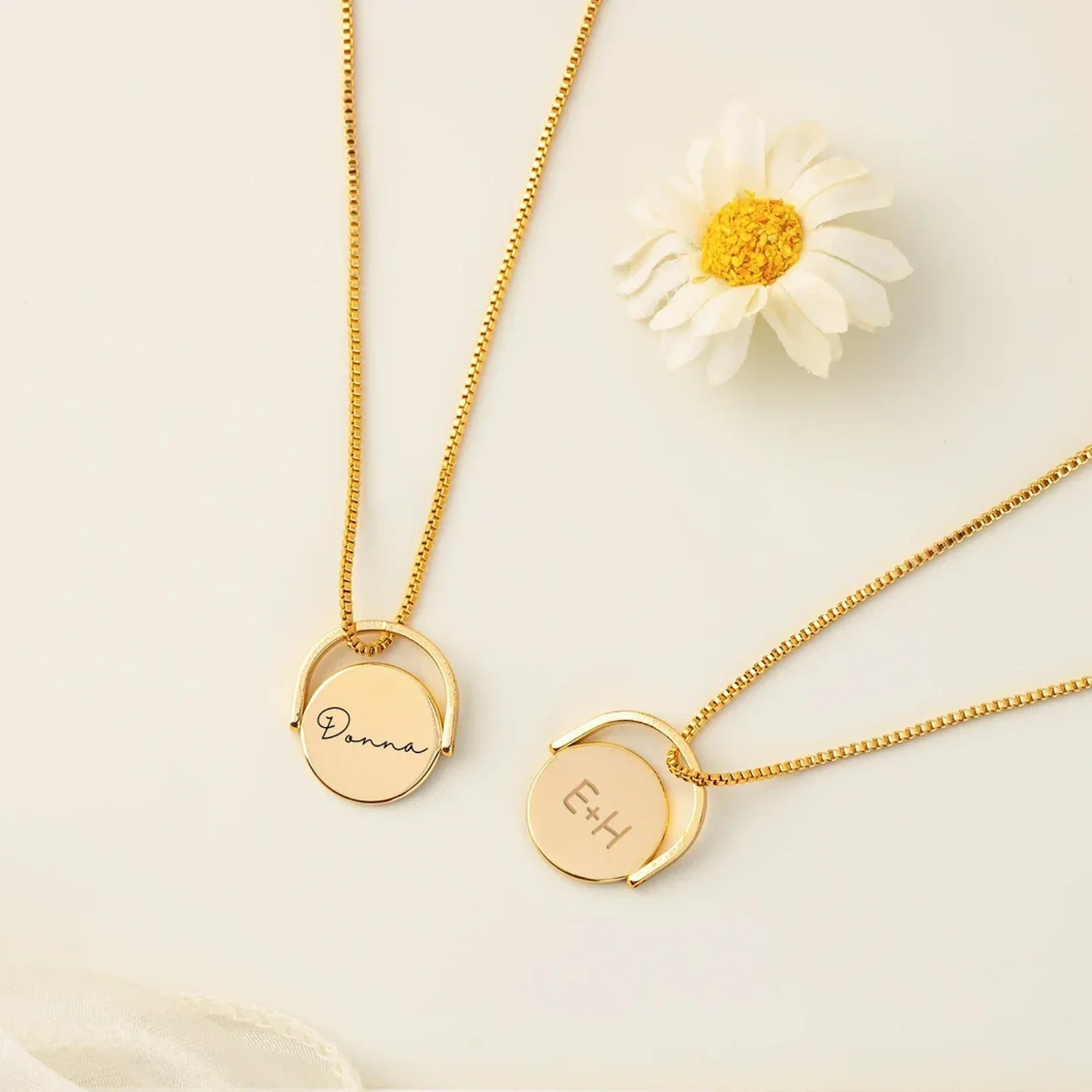 Gold Stainless Steel Spinner Necklace (3pcs) - Image 2
