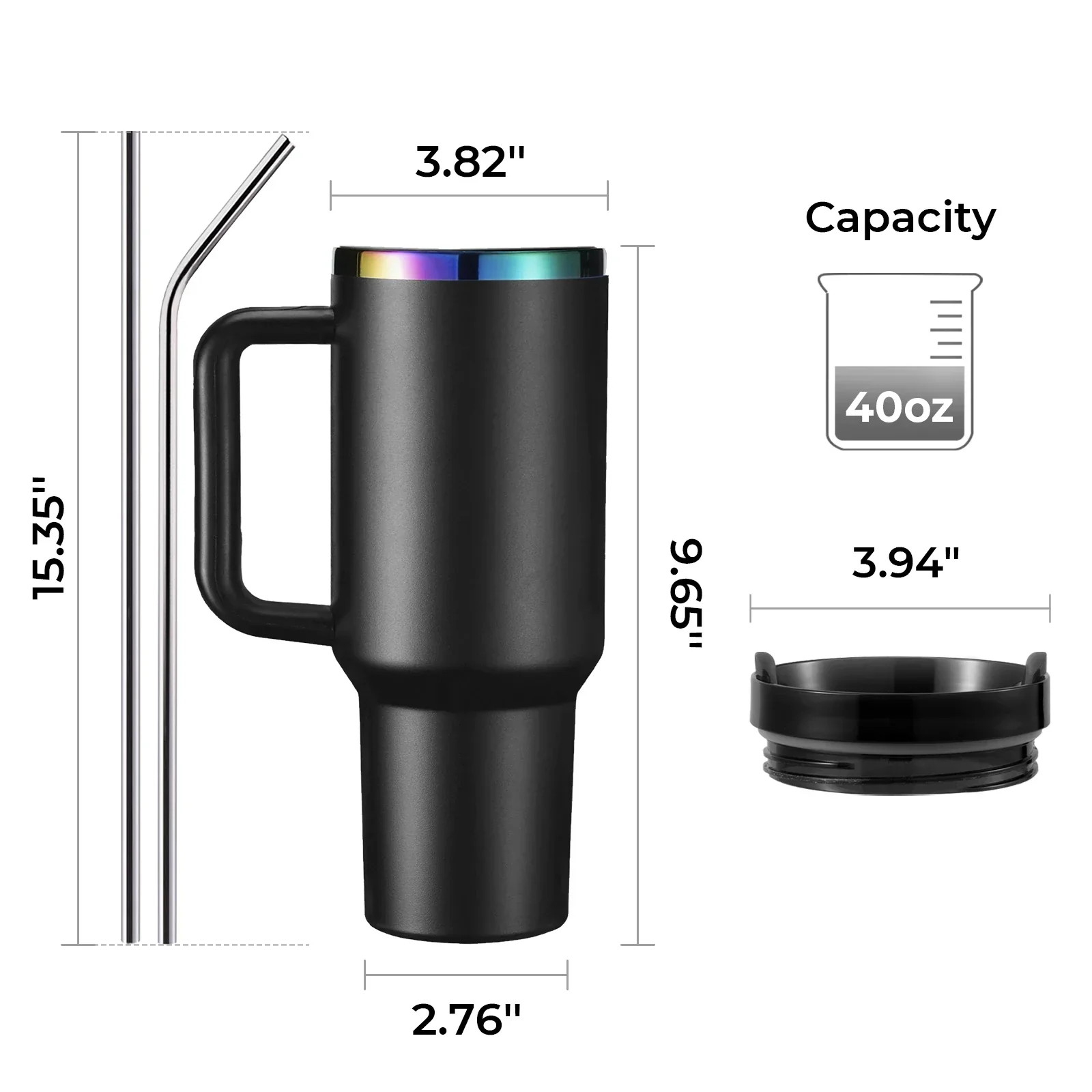 Light Blue Grey to Gold Stainless Steel Tumbler with Removable Handle (40oz) - Image 4