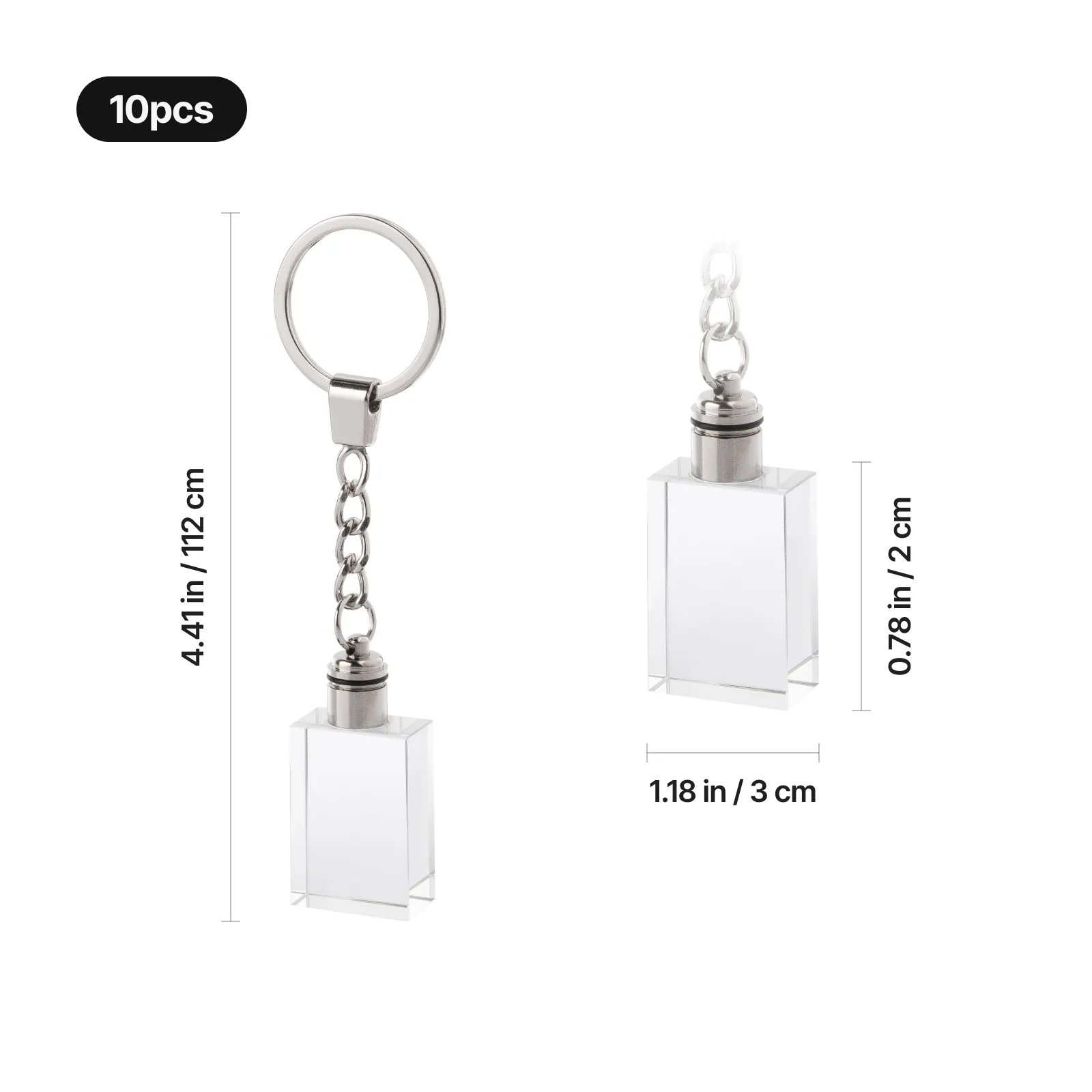 Multicolored LED Lights K5 Crystal Rectangular Keychain (10pcs) - Image 3