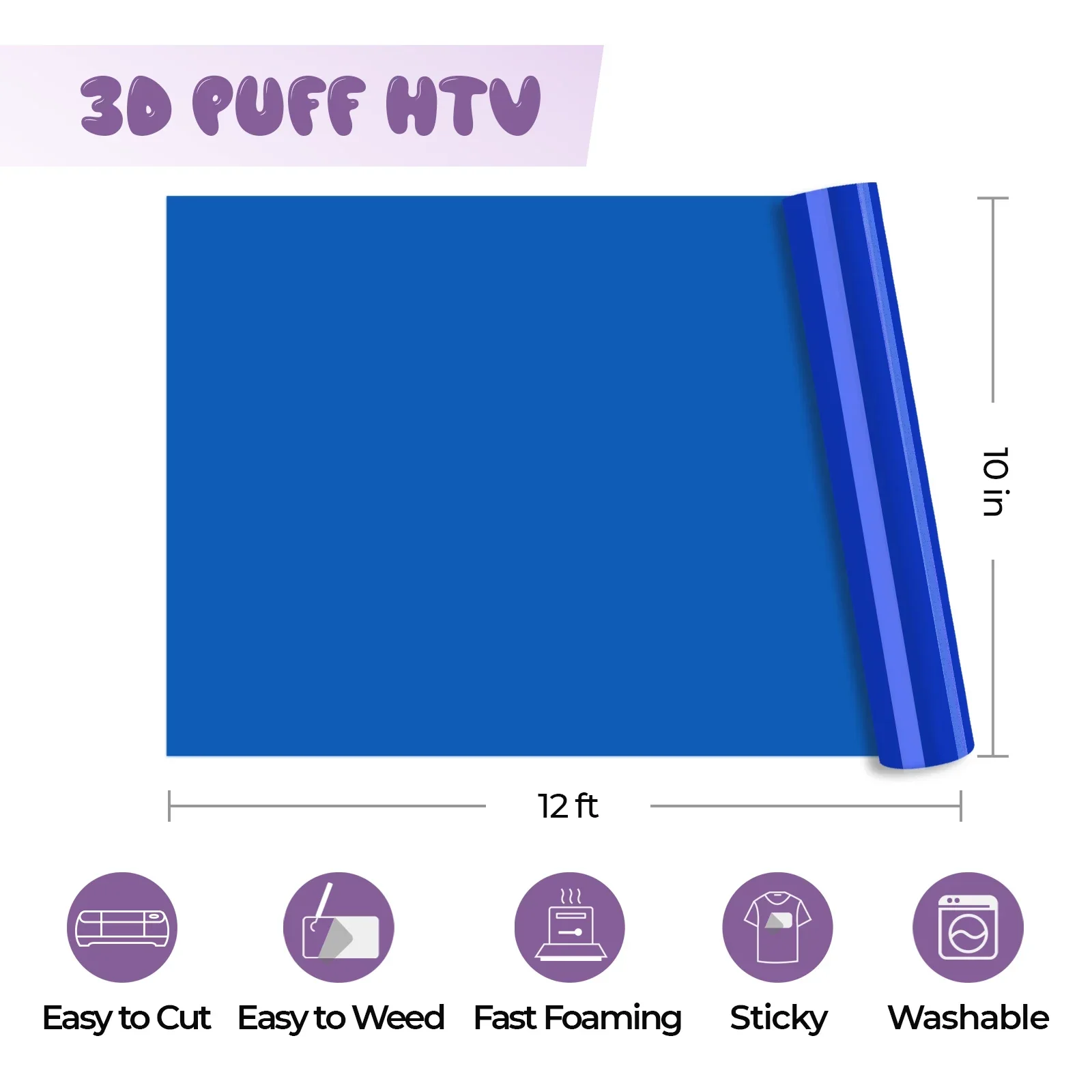 Navy Puff Vinyl Heat Transfer 3D - Image 3