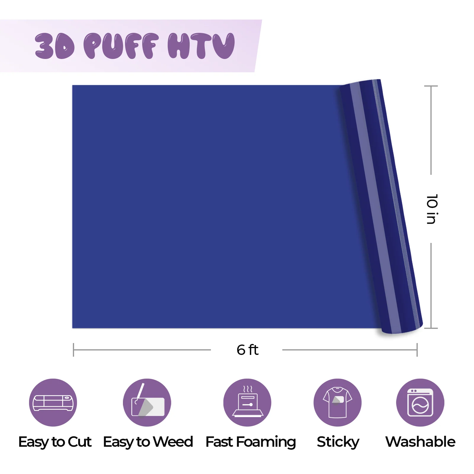 Navy Puff Vinyl Heat Transfer 3D - Image 4