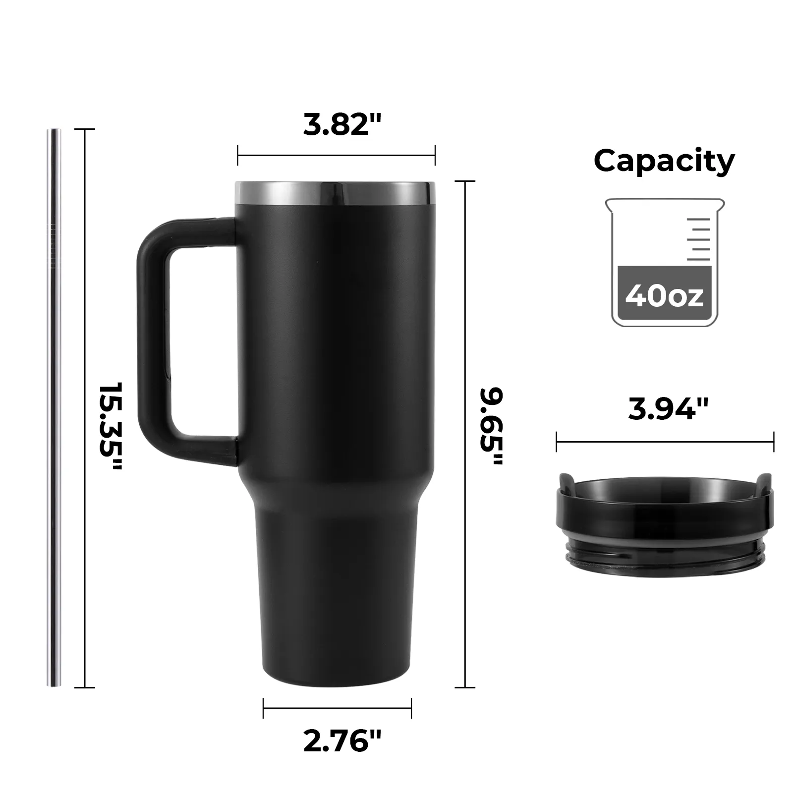 Navy To Iridescent Stainless Steel Tumbler with Removable Handle (40oz) - Image 4