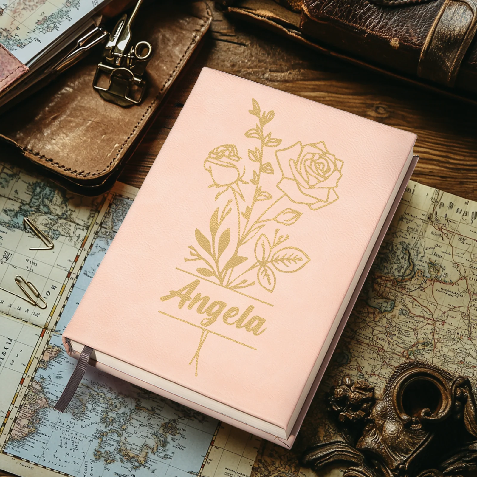Pale Pink to Gold Laserable PU Notebook - Image 2