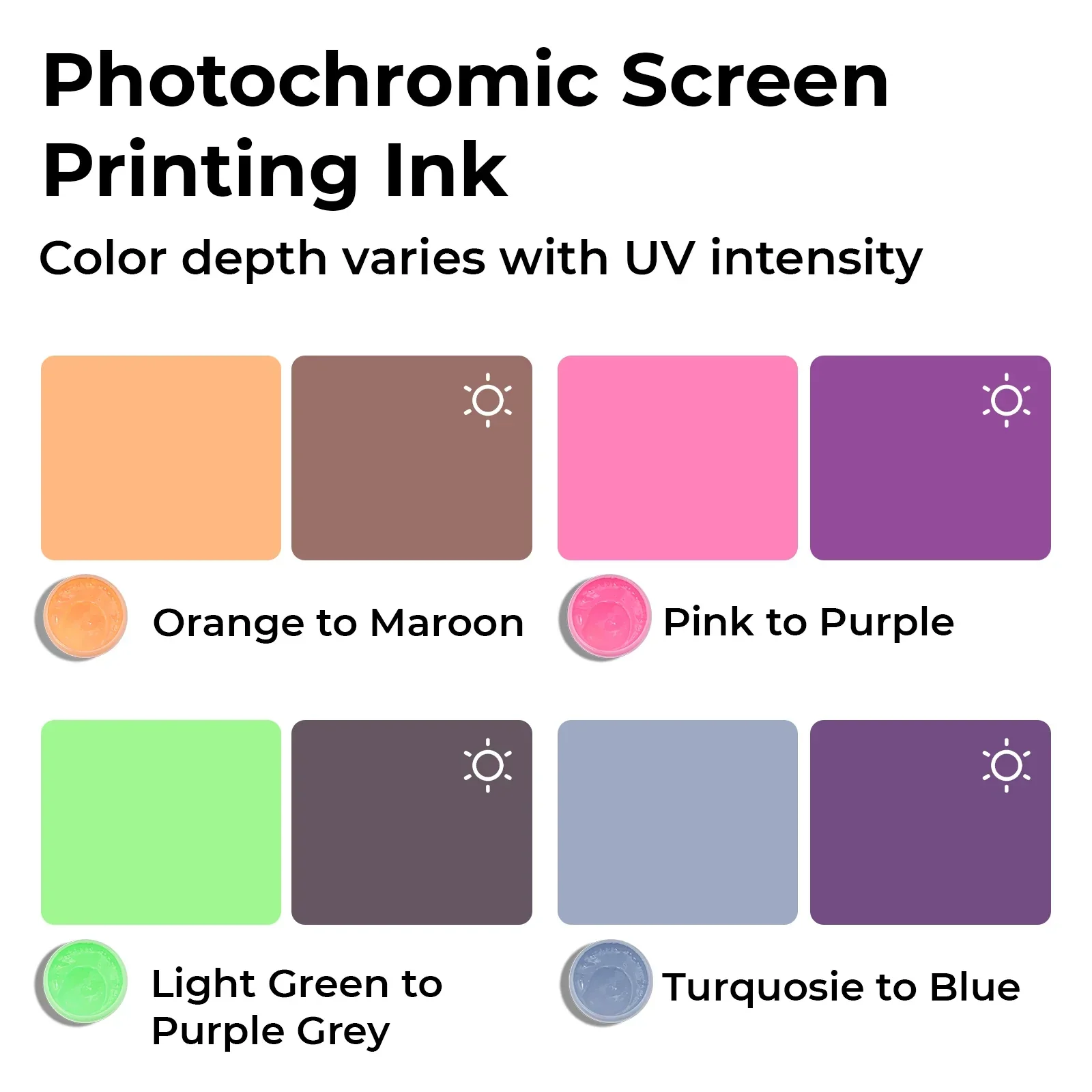 Photochromic Screen Printing Ink Set (4 Colors) - Image 3
