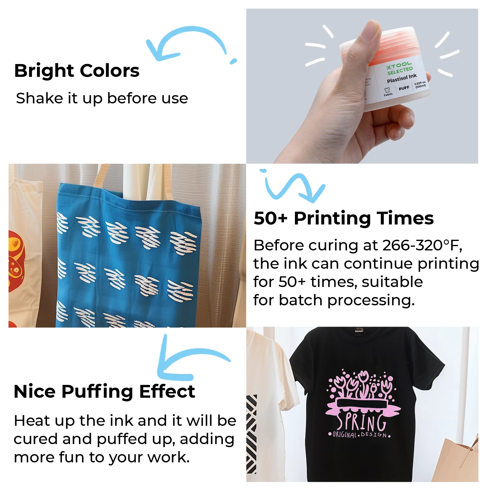 Puff Plastisol Ink for Screen Printing Fabric (4 Colors) - Image 4