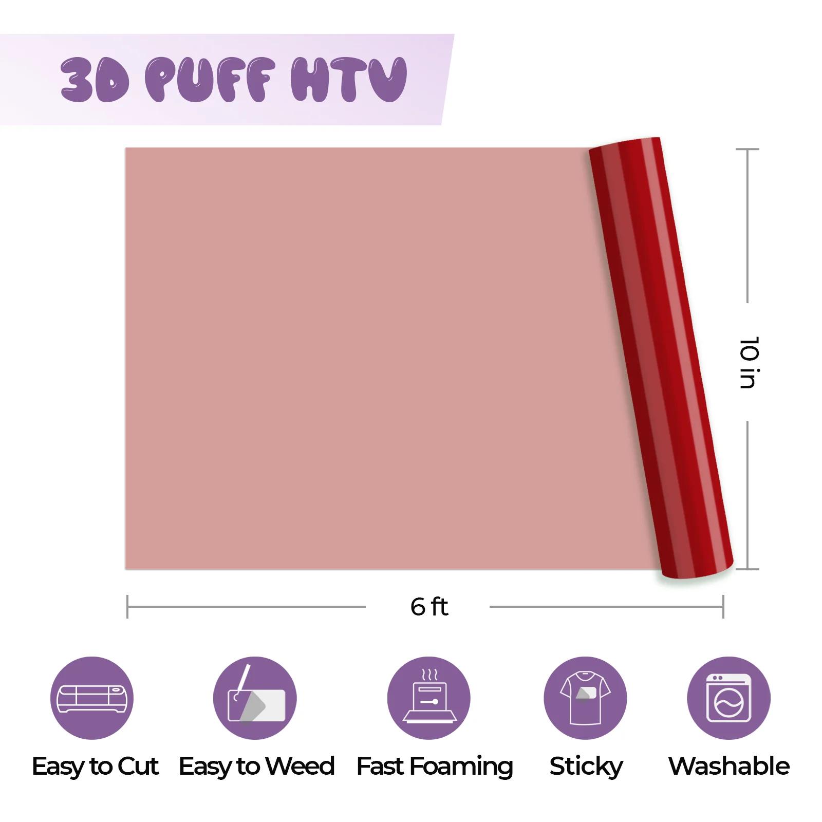 Red 3D Puff Heat Transfer Vinyl Roll - Image 3