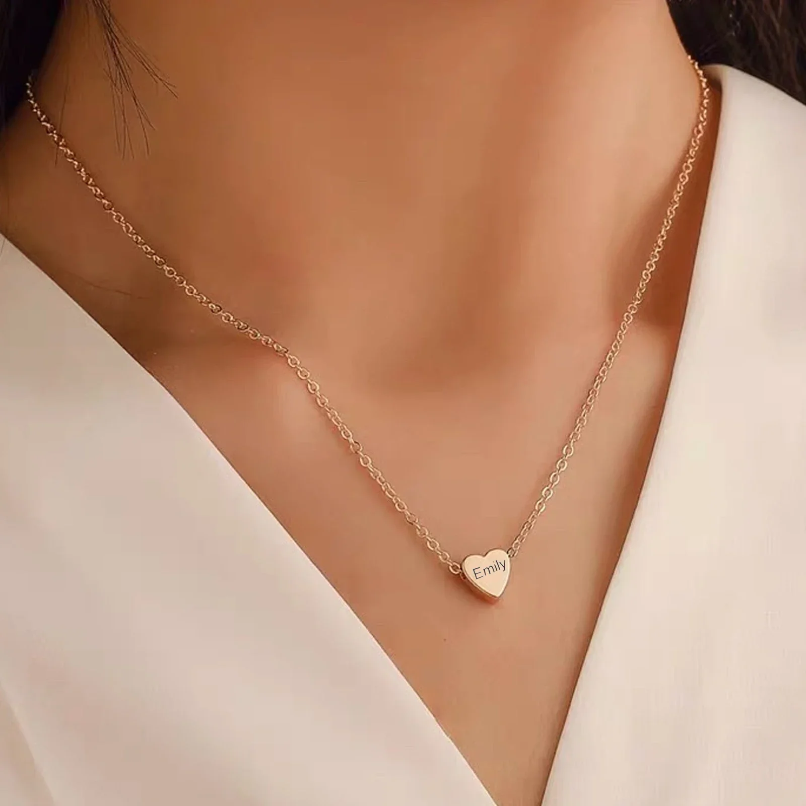 Rose Gold Stainless Steel Heart Necklace (6pcs) - Image 2