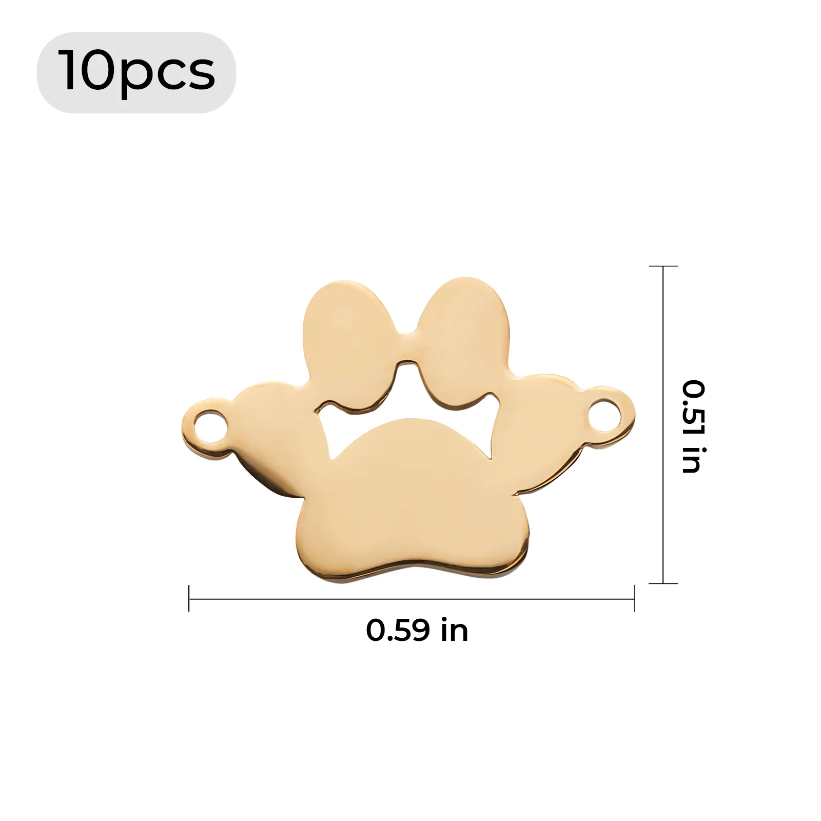 Gold Stainless Steel Dog Paw Hang Pendant (10pcs) - Image 3