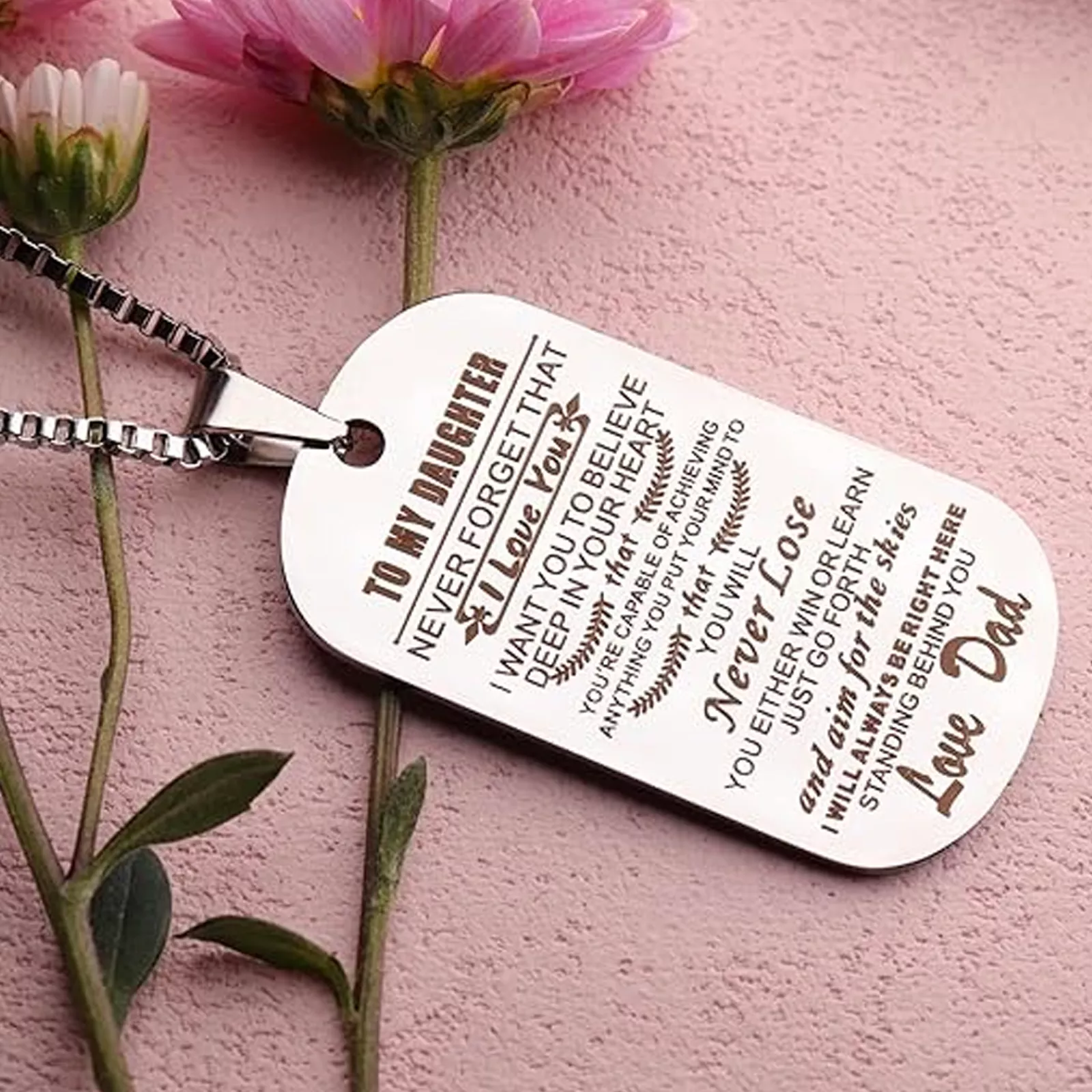 Silver Stainless Steel Military Pendant Necklace (6pcs) - Image 2